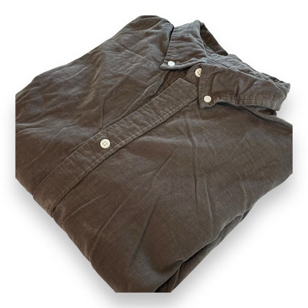 Men's Slate & Stone Long Sleeve Button Down Collar Shirt Brown L Cotton Flannel